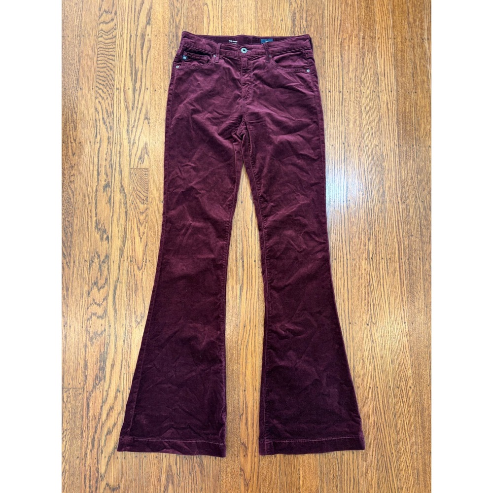 AG Adriano Goldschmied Janis Velvet Corduroy Flare Pants Wine 30R
